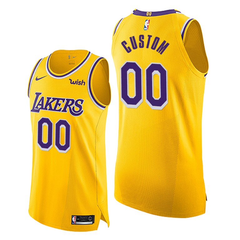 Men's Los Angeles Lakers Custom #00 NBA Yellow Authentic Icon Edition Gold Basketball Jersey EHY8883VX